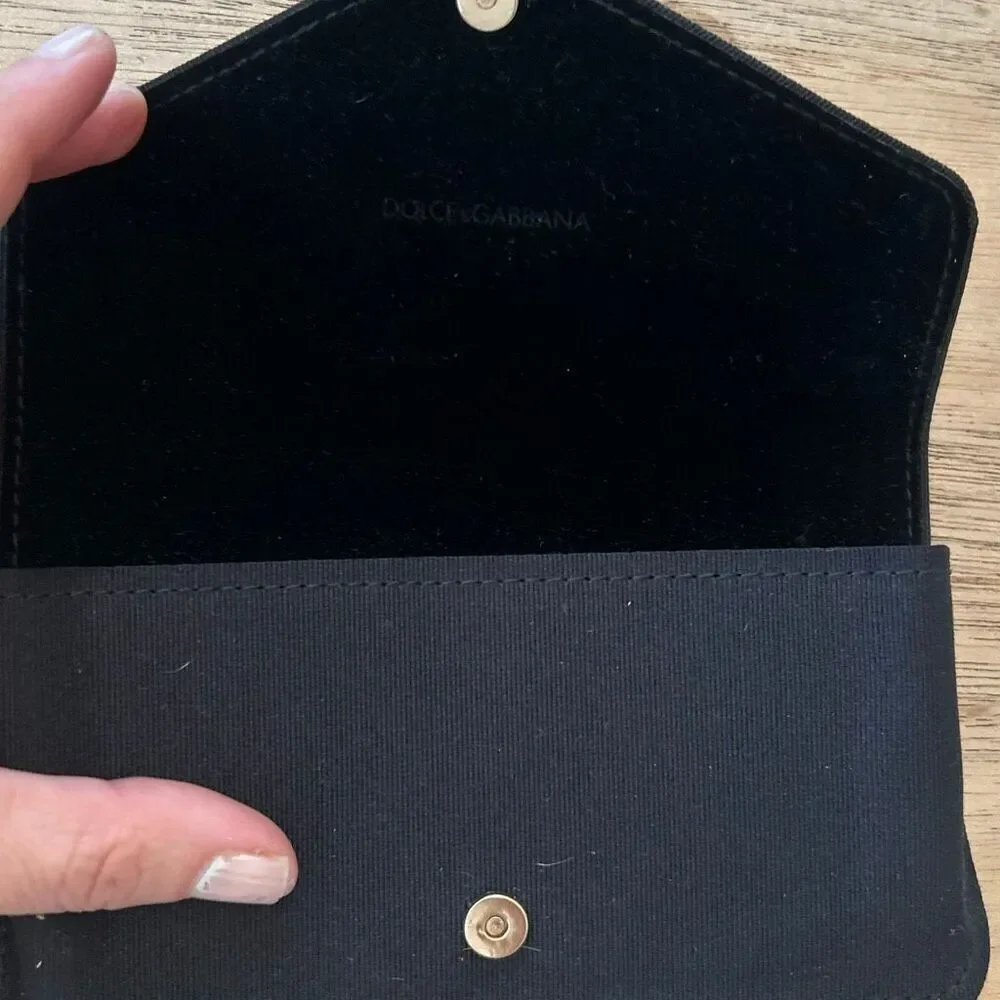 Dolce & Gabbana black ribbed fabric semi hard eyeglass sunglasses case